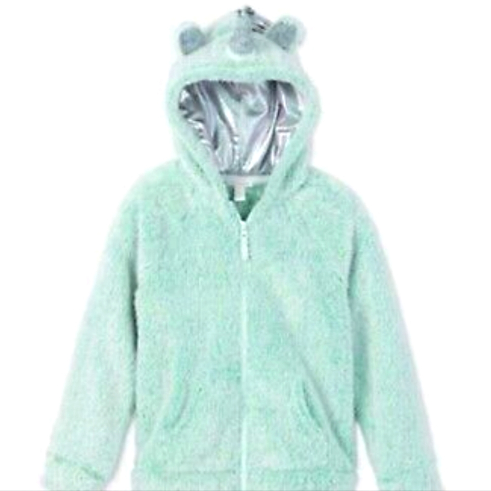 Cat and jack fleece lined unicorn hood jacket mint